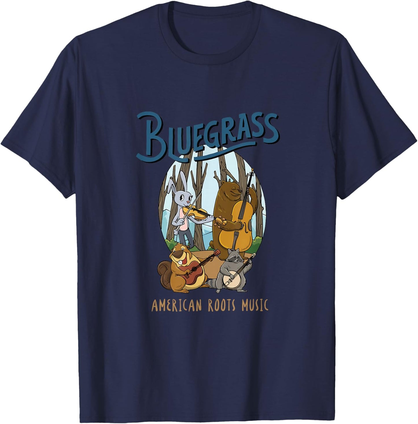 Animals Bluegrass Musician Design for Bluegrass Concert T-Shirt - T-Shirt | Navy