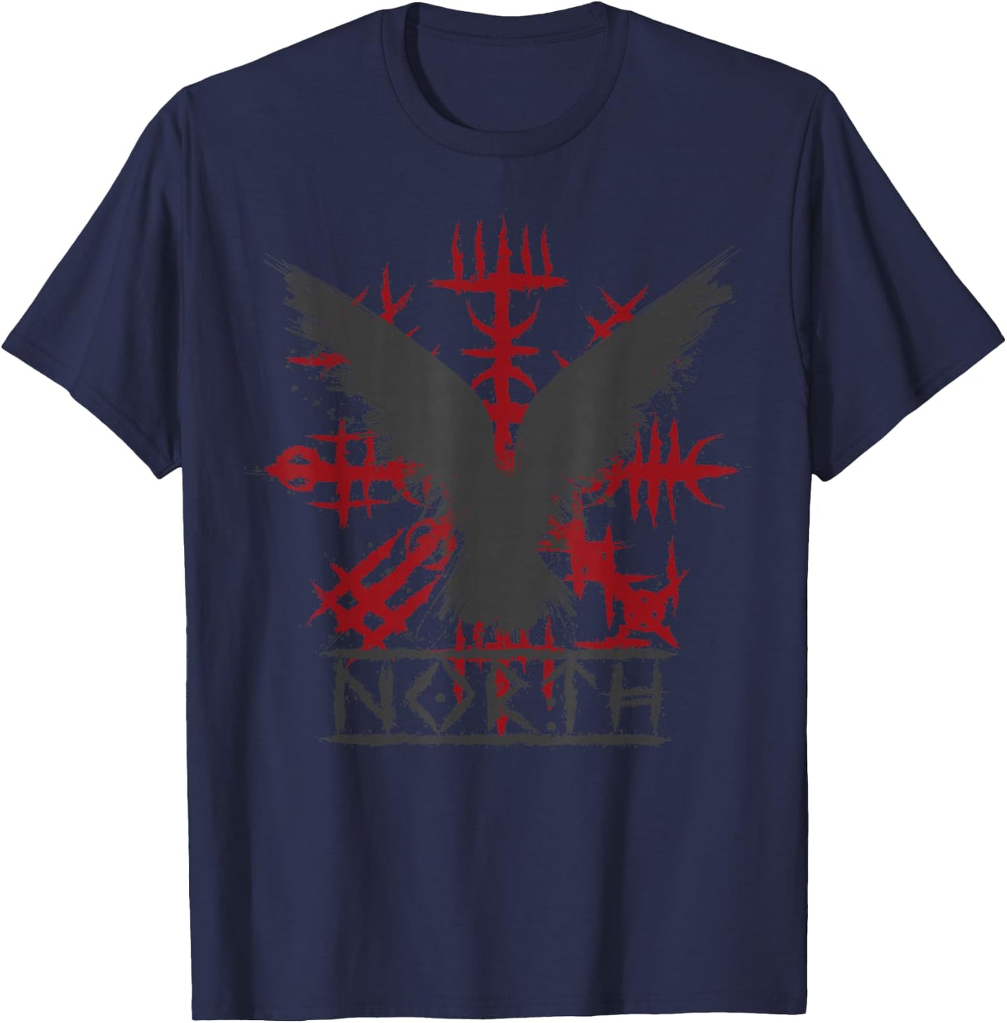 Retro Viking Symbol - Nordic Raven - Celtic Symbol - North T-Shirt - T-Shirt | Navy