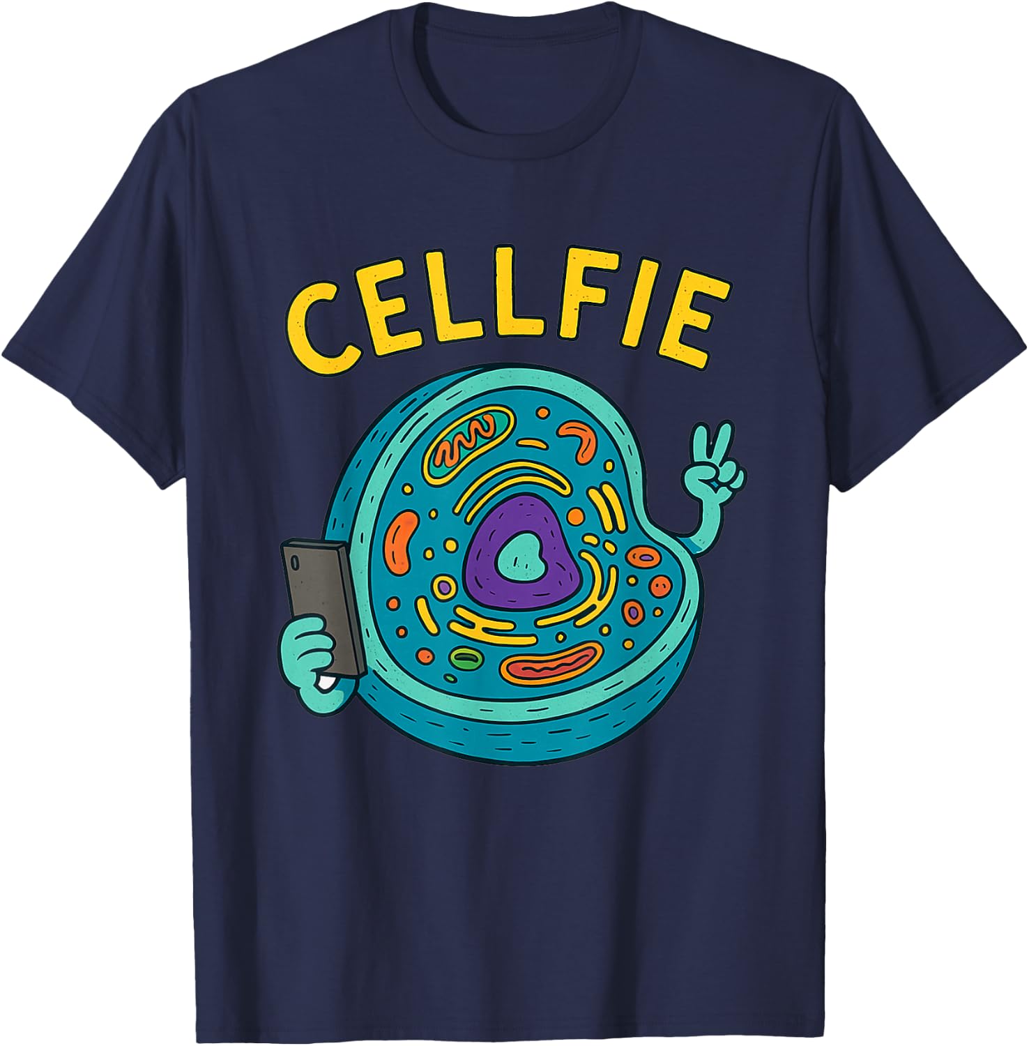 Cellfie Funny Biology Word Game Cell T-Shirt - T-Shirt | Navy
