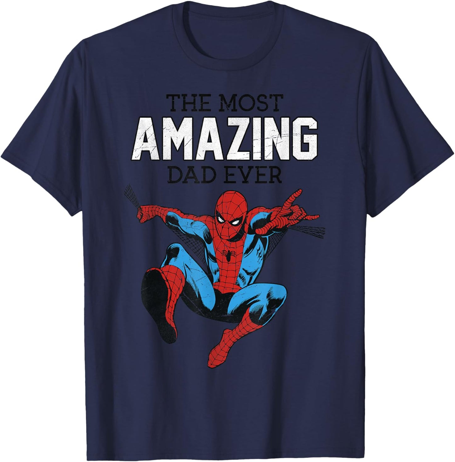 Marvel Spider-Man The Most Amazing Dad Ever Father's Day , Blue, S T-Shirt - T-Shirt | Navy