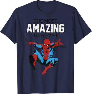 Marvel Spider-Man The Most Amazing Dad Ever Father's Day , Blue, S T-Shirt - T-Shirt | Navy