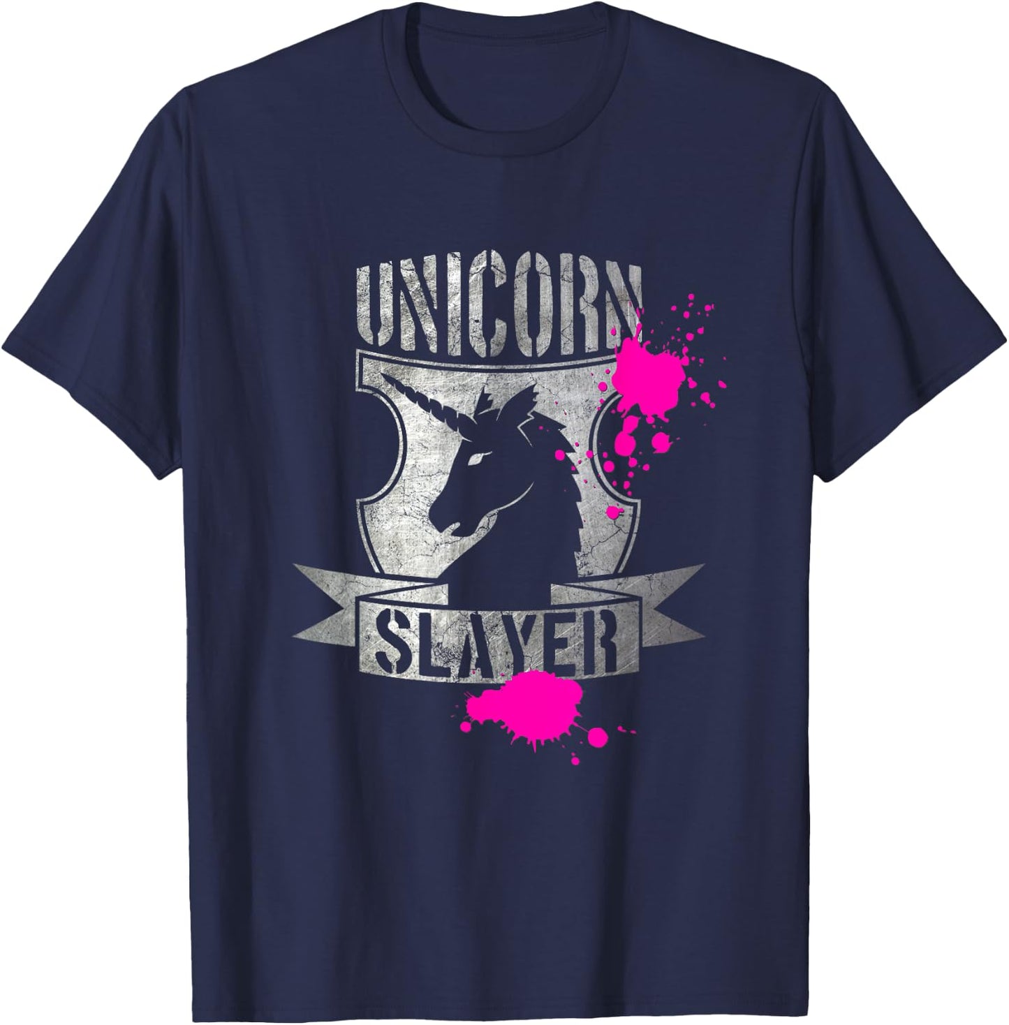 Funny Unicorn Slayer Rainbow T-Shirt - T-Shirt | Navy