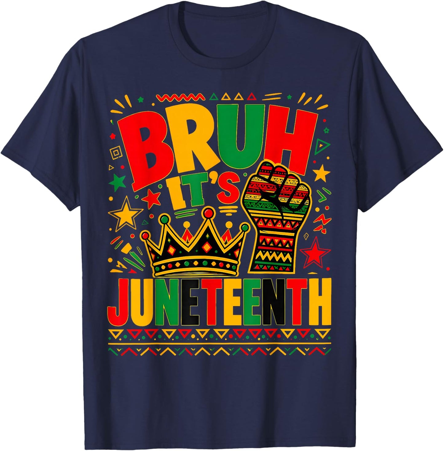 Juneteenth Boys Teens Kids Men Bruh It's Juneteenth 1865 T-Shirt - T-Shirt | Navy