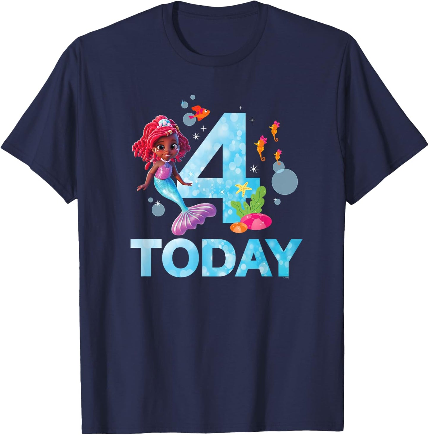 Disney Junior’s Ariel Fourth Birthday 4 Years Old Today T-Shirt - T-Shirt | Navy
