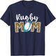 Cute Rugby Mom Leopard Print Mom For Mother's Day T-Shirt - T-Shirt | Navy