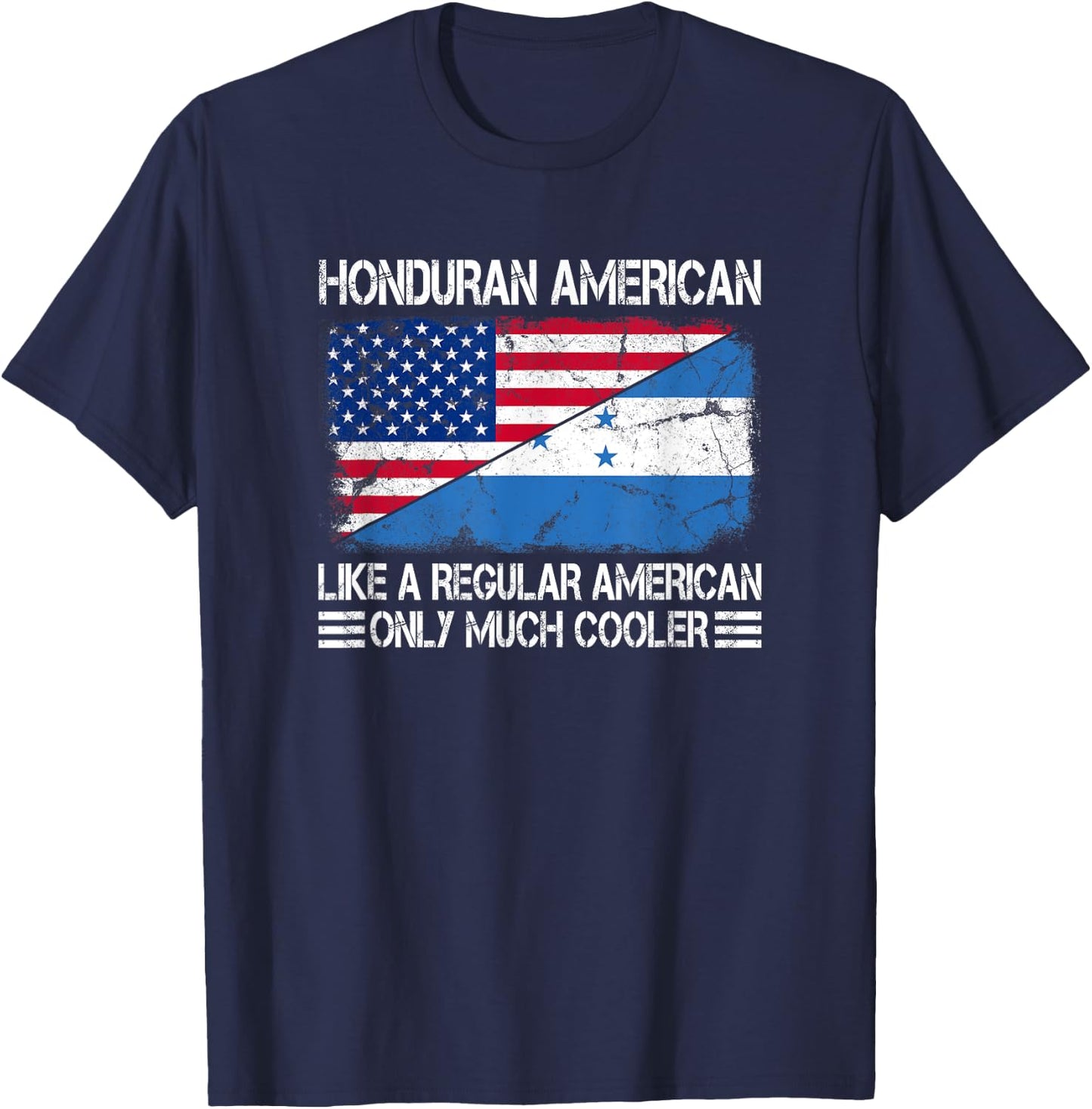 Honduran American Like a Regular American Half USA Flag T-Shirt - T-Shirt | Navy