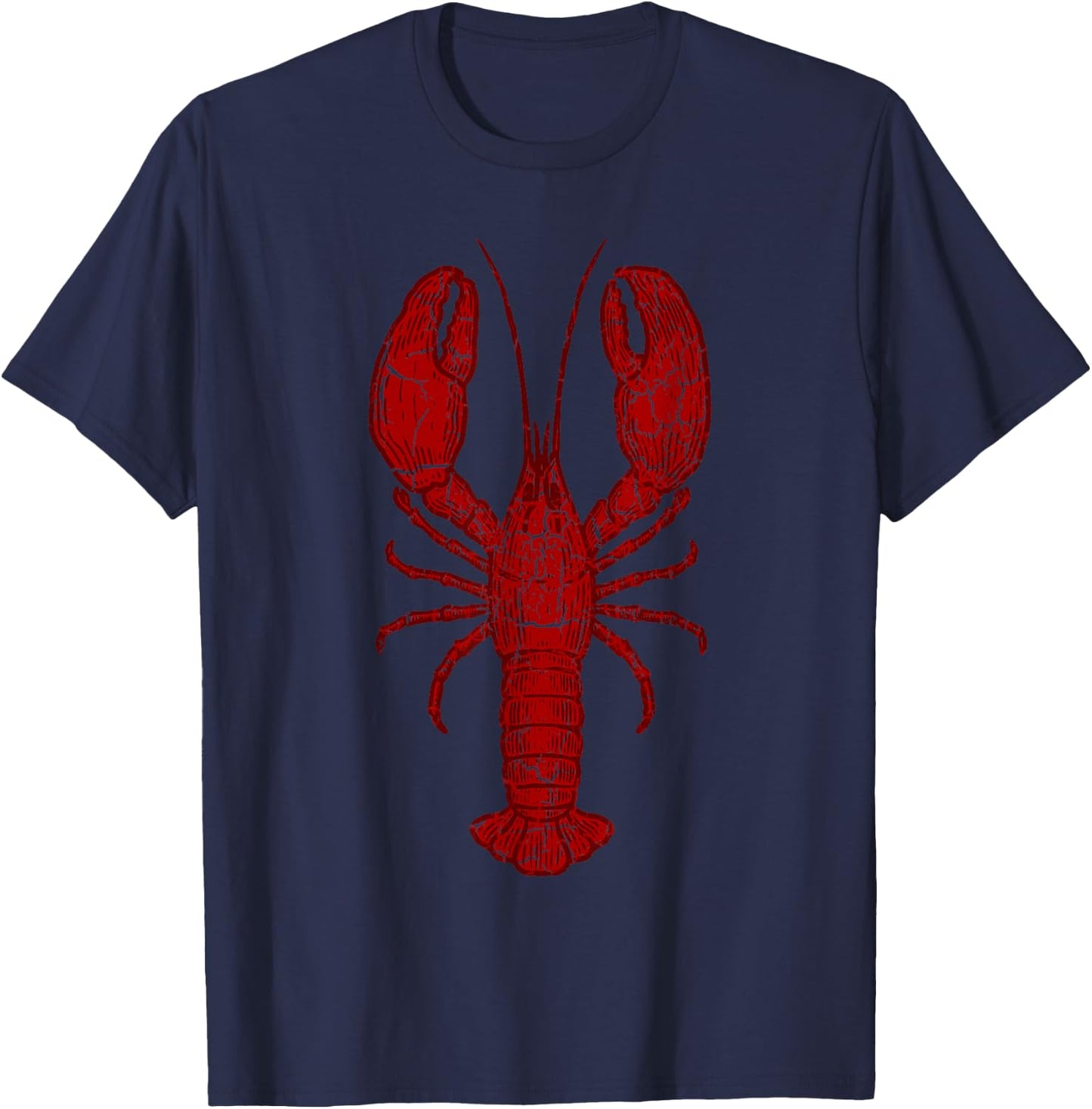 Vintage Lobster Print Red - Lobster T-Shirt - T-Shirt | Navy