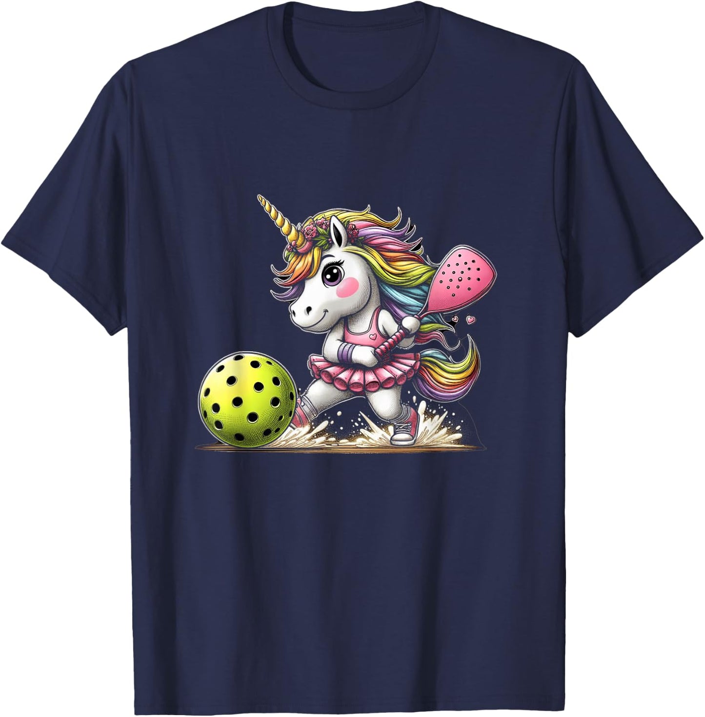 Unicorn Playing Pickleball Fun & Magical Sports T-Shirt - T-Shirt | Navy