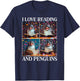 Penguin Love Reading And Penguins Child Book Lover T-Shirt - T-Shirt | Navy
