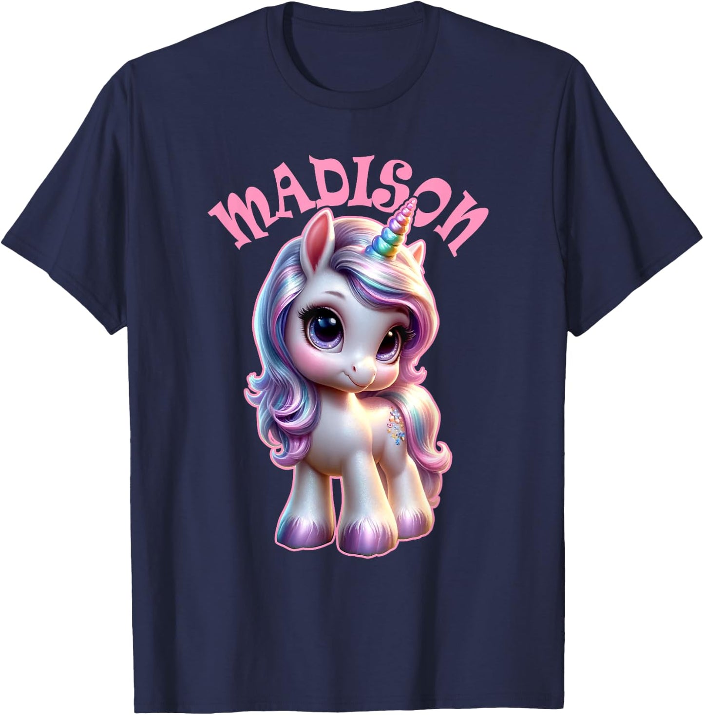 Madison Cute Unicorn Design for Girls Name Madison T-Shirt - T-Shirt | Navy