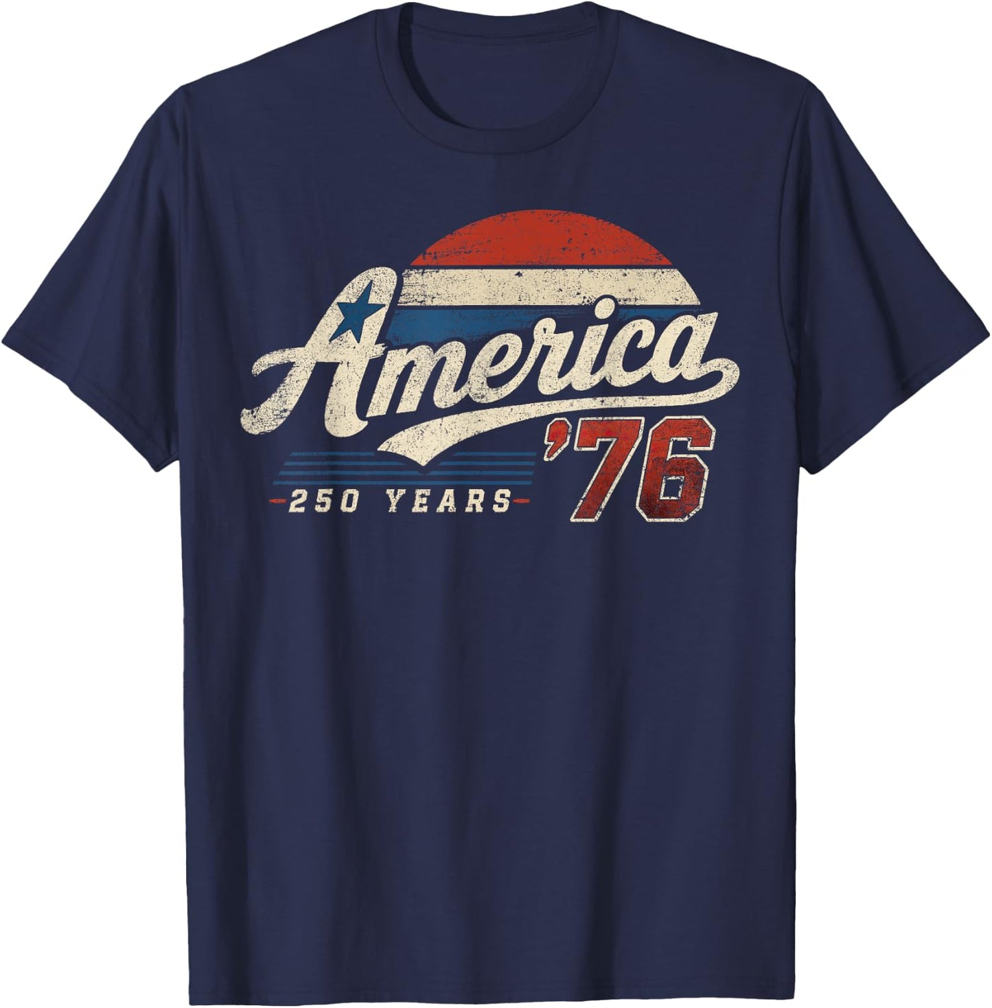 America Retro 250 Years USA 1776 2026 4th of July Men Women T-Shirt - T-Shirt | Navy