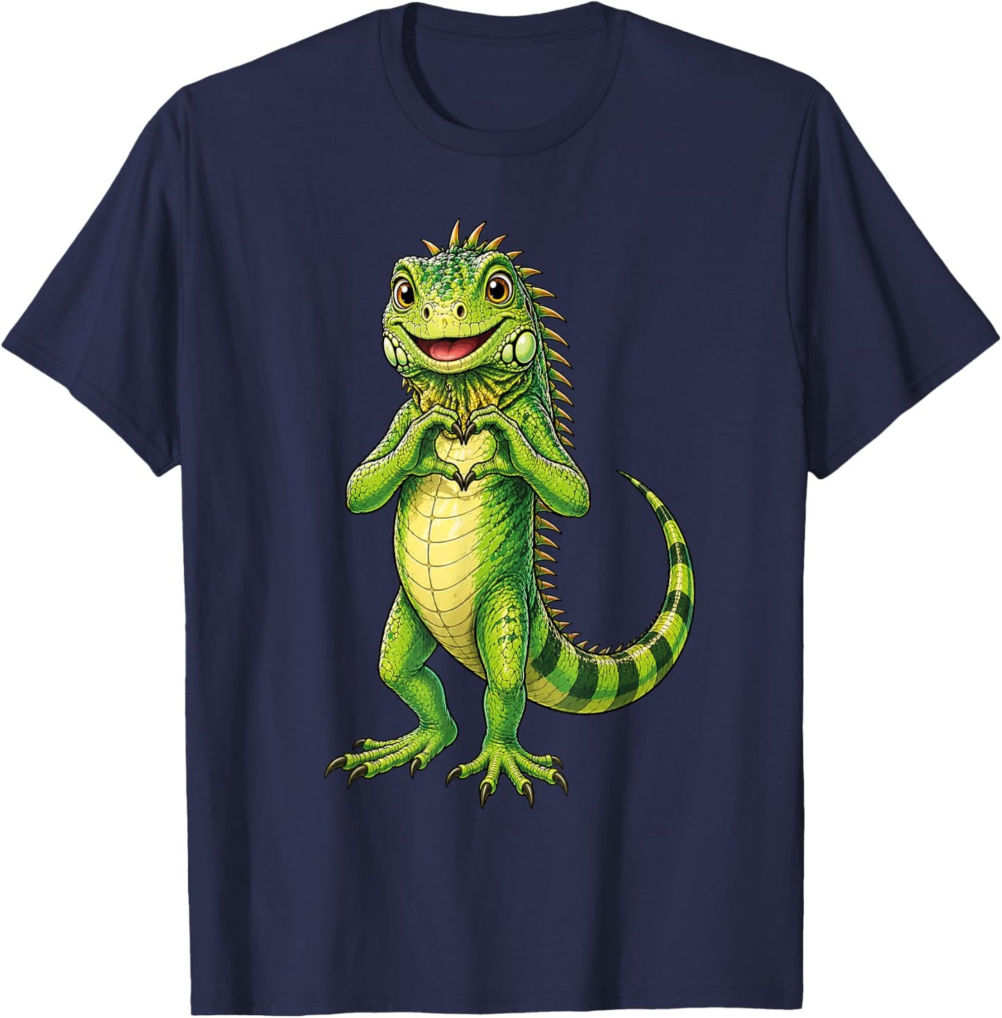Iguana with Heart | Cute Little Iguana Heart Symbol T-Shirt - T-Shirt | Navy