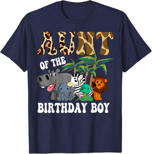 Aunt of the Birthday Boy Zoo Bday Safari Celebration T-Shirt - T-Shirt | Navy