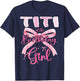 Titi of The Birthday Girl Pink Coquette Bow Matching T-Shirt - T-Shirt | Navy