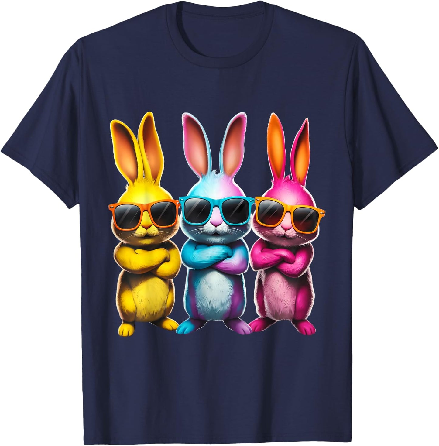 Funny Easter Bunny Cool Bunnies Kids Boys Girls Women Men T-Shirt - T-Shirt | Navy