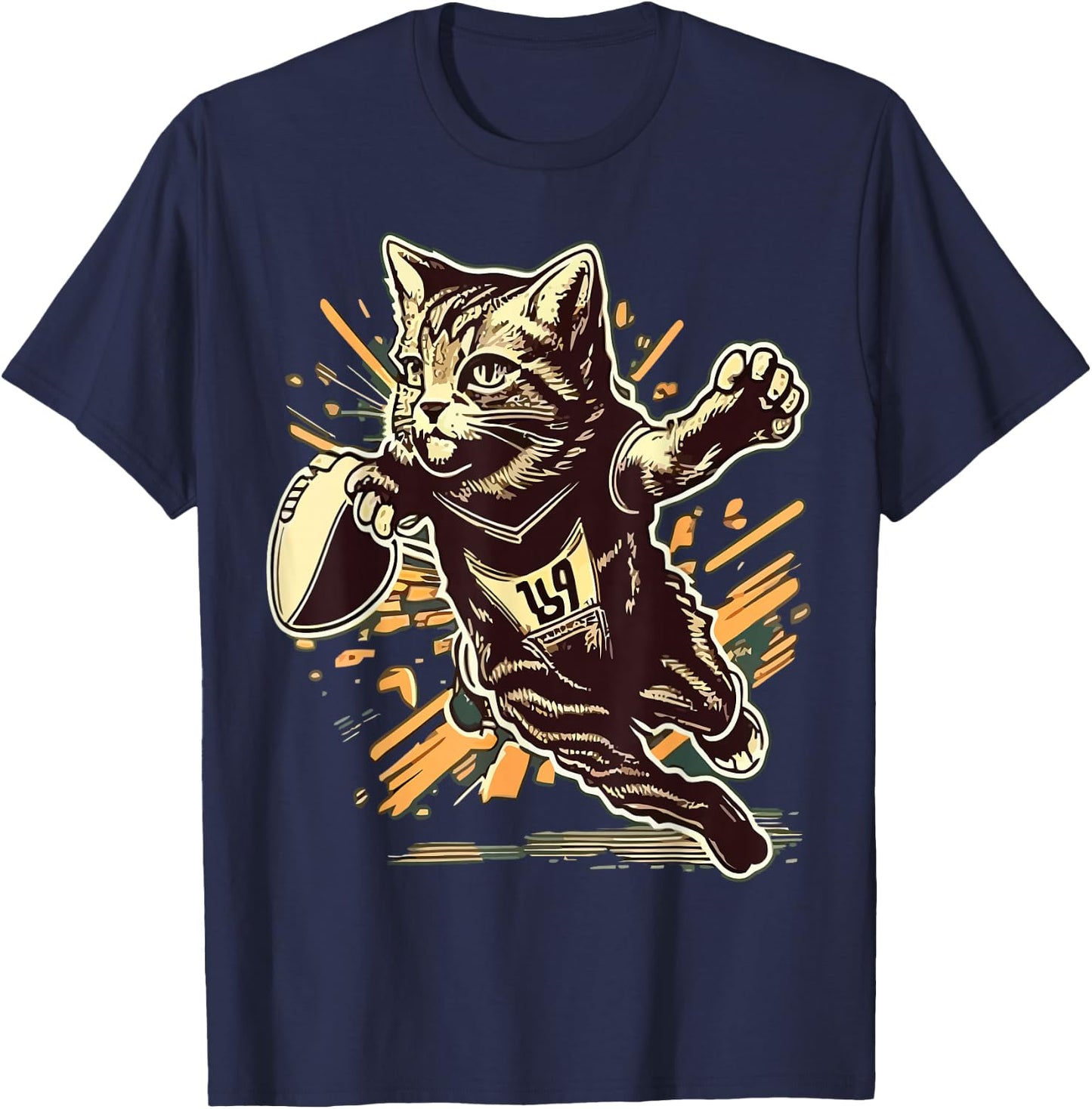 Football Game Season Cat Lover Girl Football Player Women T-Shirt - T-Shirt | Navy