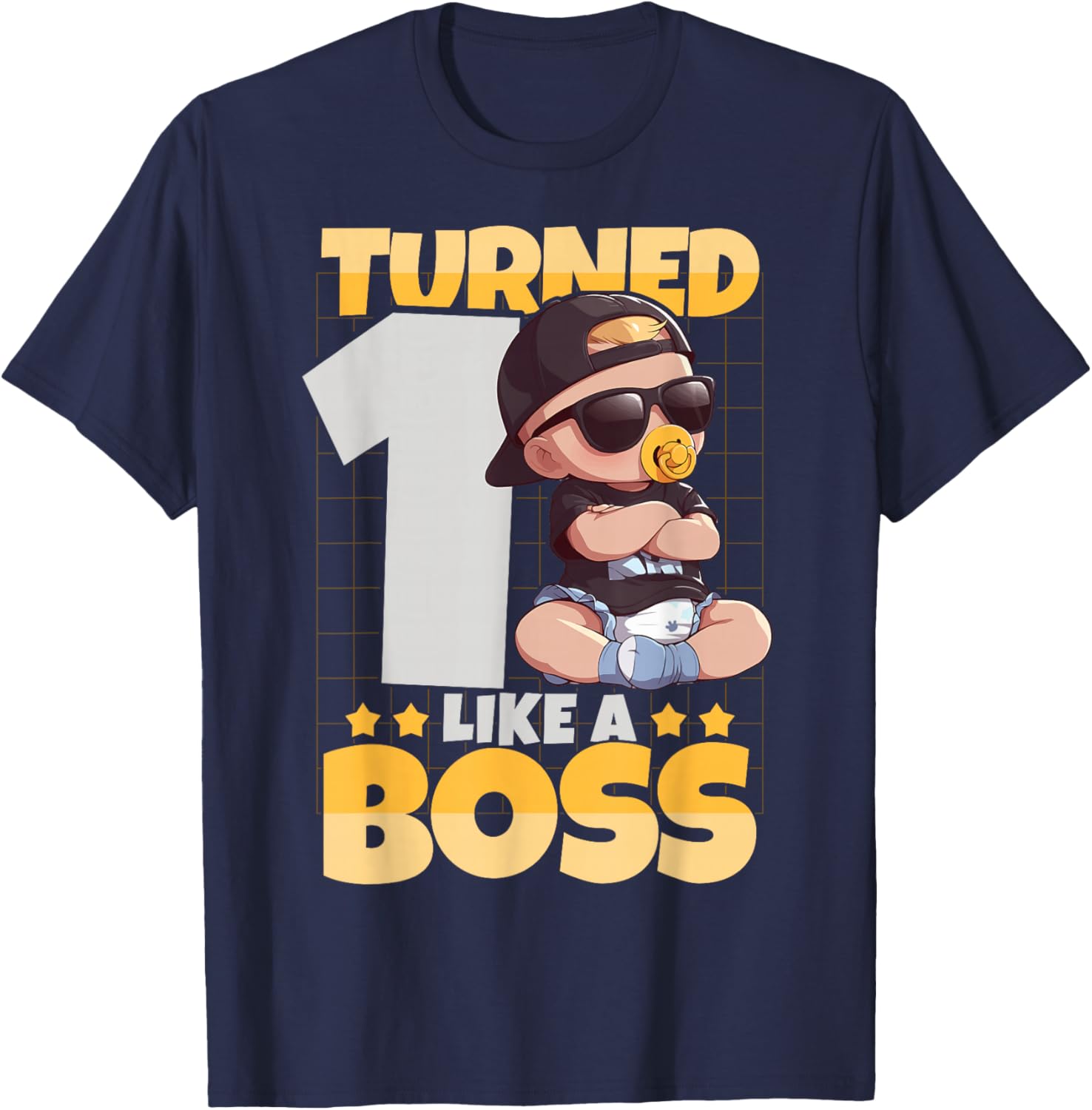Baby 1st Birthday Boy Girl 1 Year Like a Boss Kids T-Shirt - T-Shirt | Navy