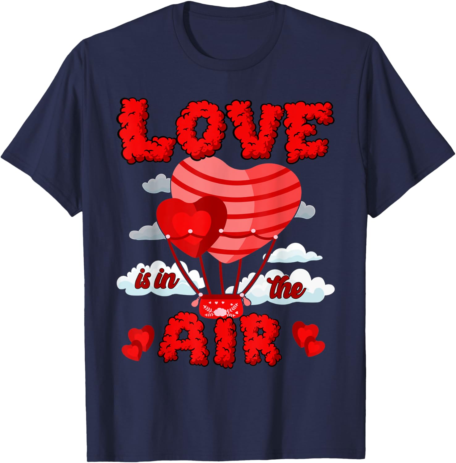 Love is in the air Hot Air Balloon Retro Groovy Love , black T-Shirt - T-Shirt | Navy