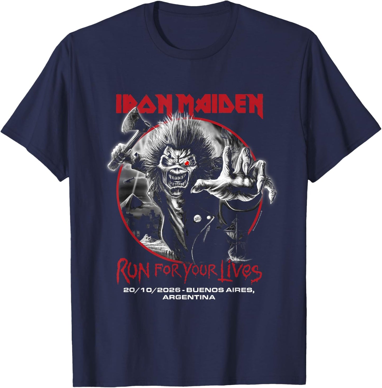 Iron Maiden Run for Your Lives Tour 2026 Buenos Aires T-Shirt - T-Shirt | Navy