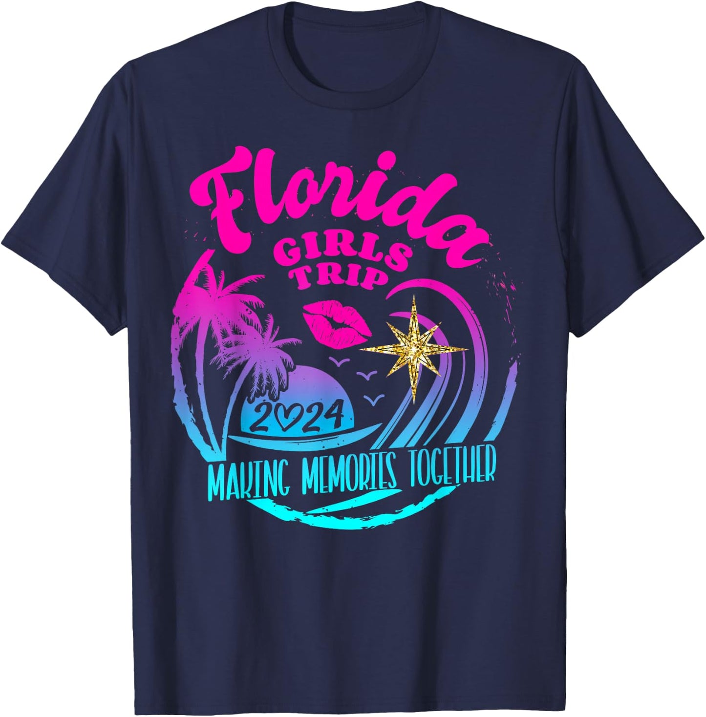 Girls Trip Florida 2024 Beach Weekend Birthday Squad T-Shirt - T-Shirt | Navy