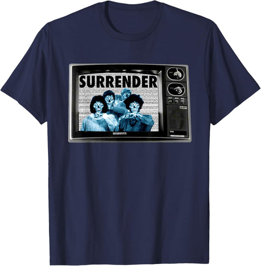 SURRENDER 1980s retro movies they obey live alien ufo secret T-Shirt - T-Shirt | Navy