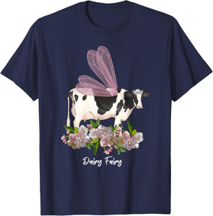 Dairy Fairy Cow Lover Holstein Milk Farmer Farm Cute Floral T-Shirt - T-Shirt | Navy