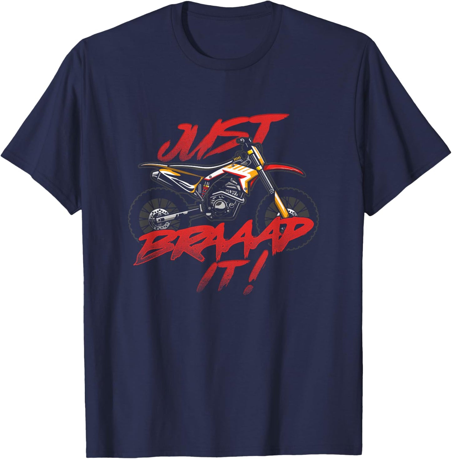 Motocross Supercross Racing Dirt Bike Offroad Only Braap Es T-Shirt - T-Shirt | Navy