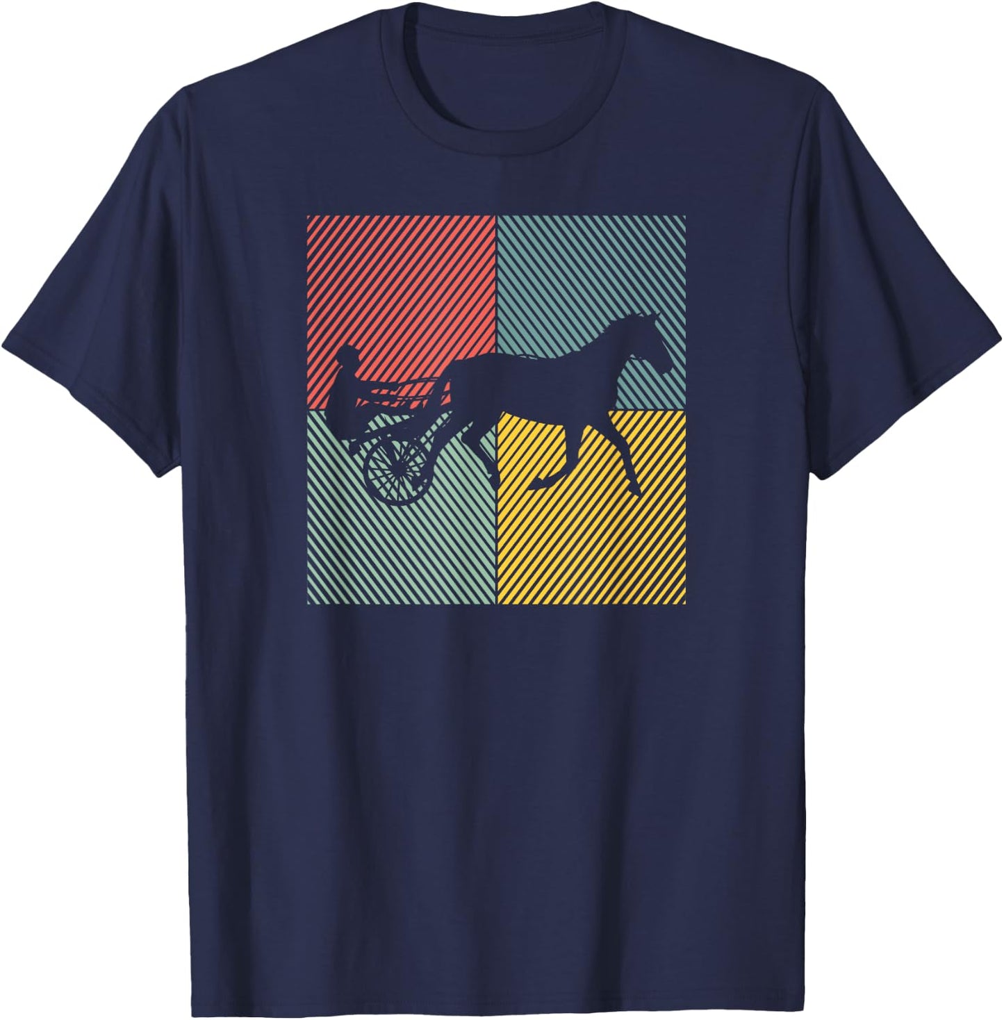 Trotting Horse Racing Horses Trotting Race , Black, S T-Shirt - T-Shirt | Navy