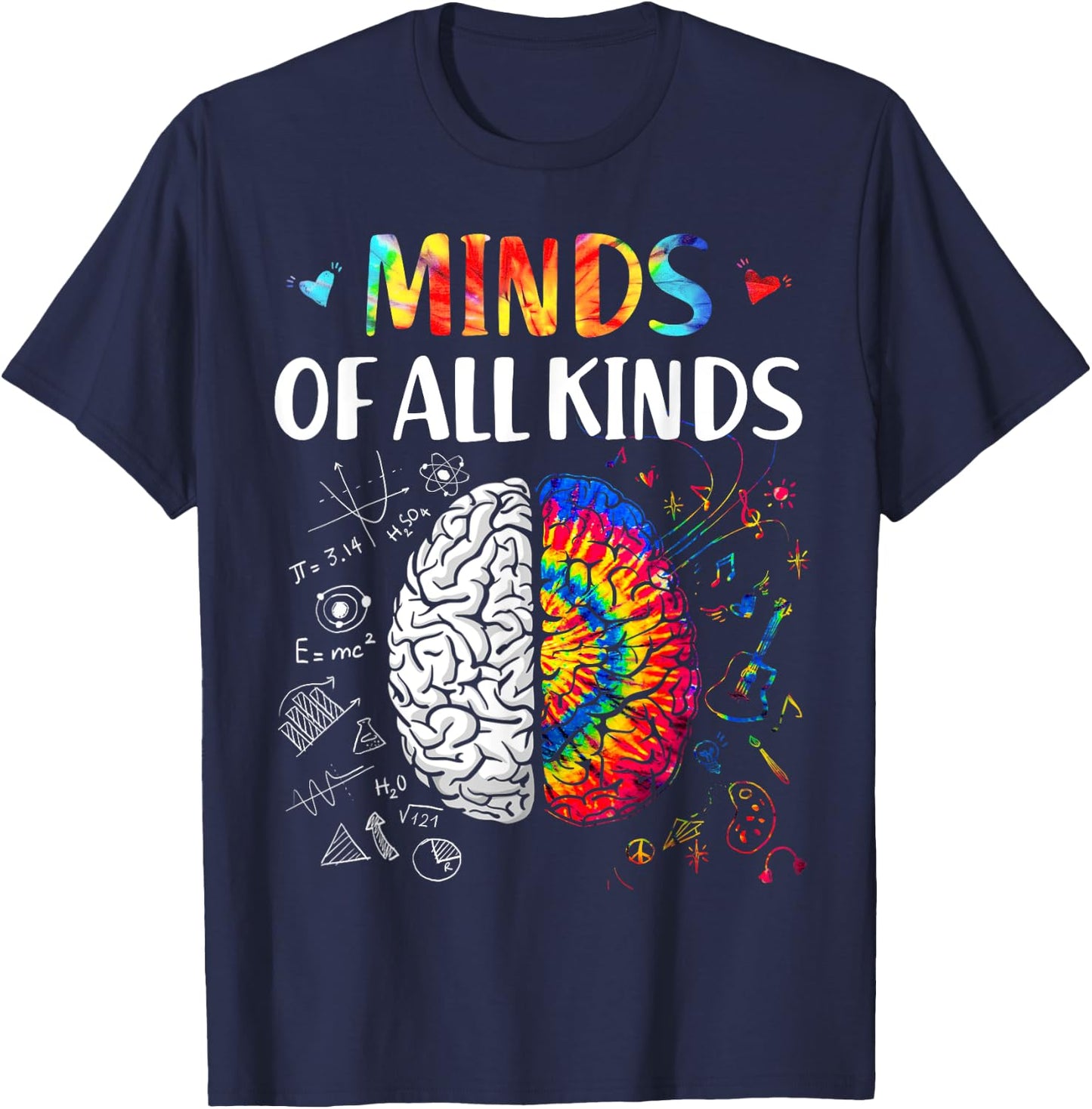 Minds of all kinds Neurodiversity Autism Awareness ADHD ASD T-Shirt - T-Shirt | Navy