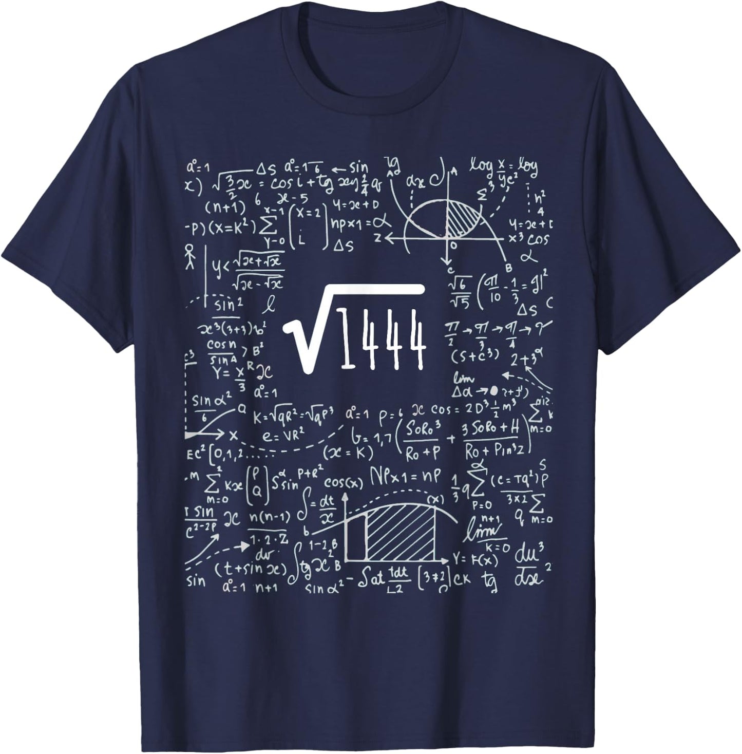 Square Root of 1444 Birthday Gift 38 Years Math T-Shirt - T-Shirt | Navy