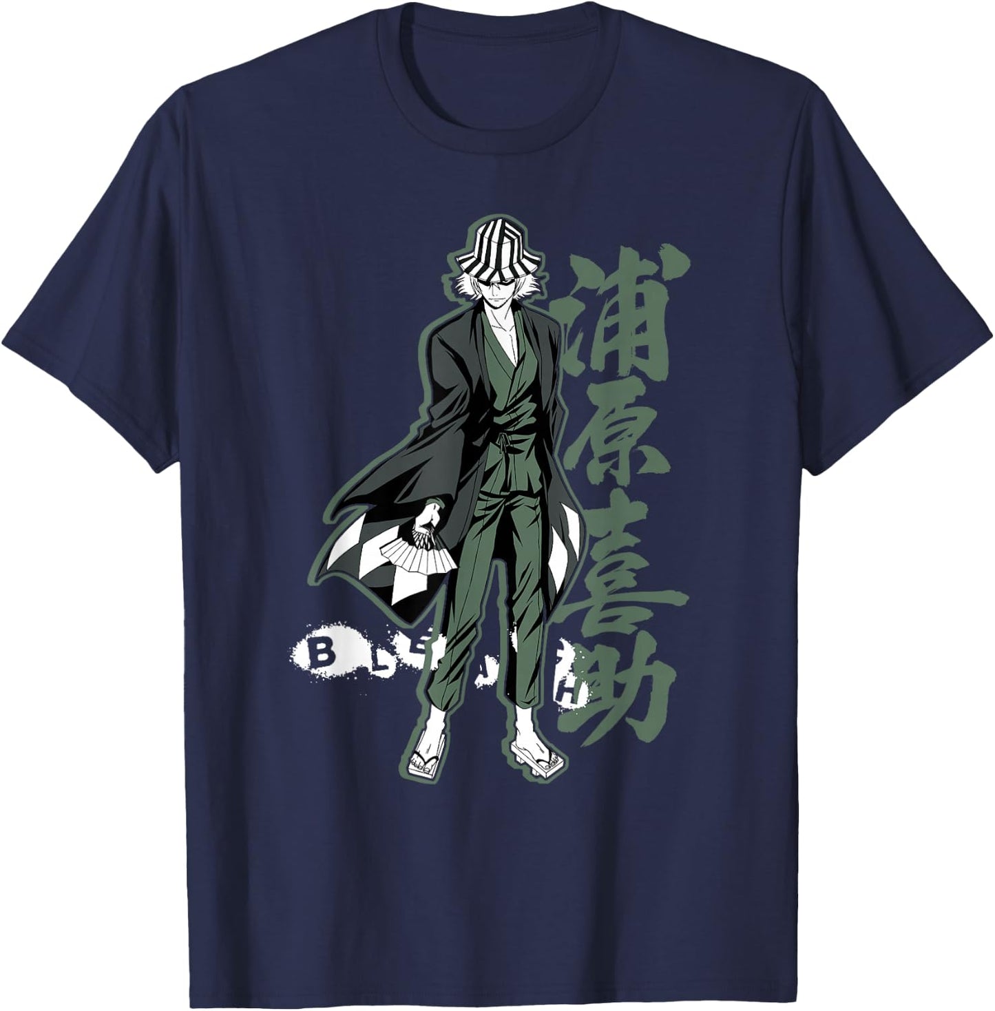 Bleach Kisuke mit Vertikalem Kanji T-Shirt - T-Shirt | Navy