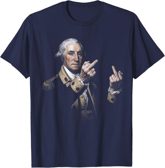Funny George Washington Middle Finger T-Shirt - T-Shirt | Navy