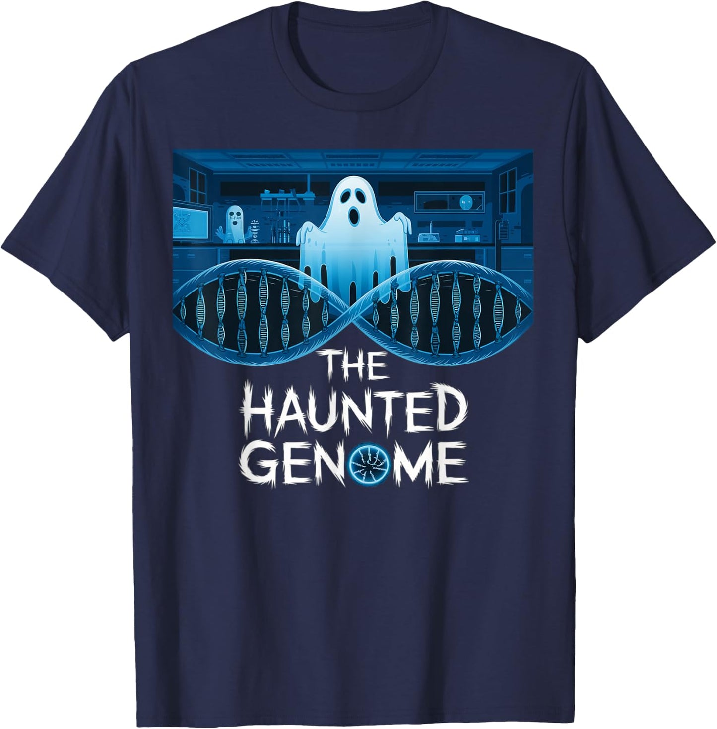 The haunted genome, halloween edition, biology halloween T-Shirt - T-Shirt | Navy