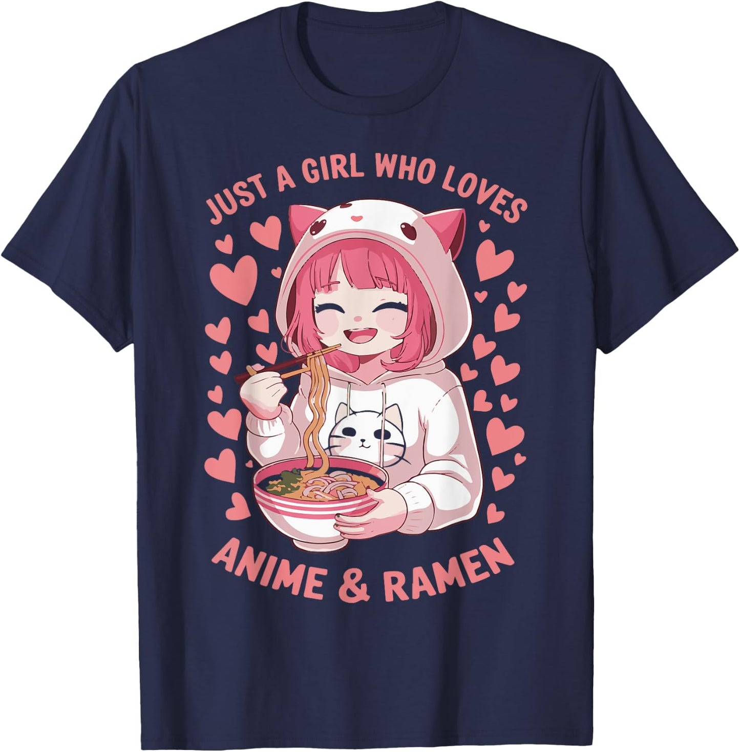 Just A Girl Who Loves Anime Ramen Japonais Aliments japonais T-Shirt - T-Shirt | Navy