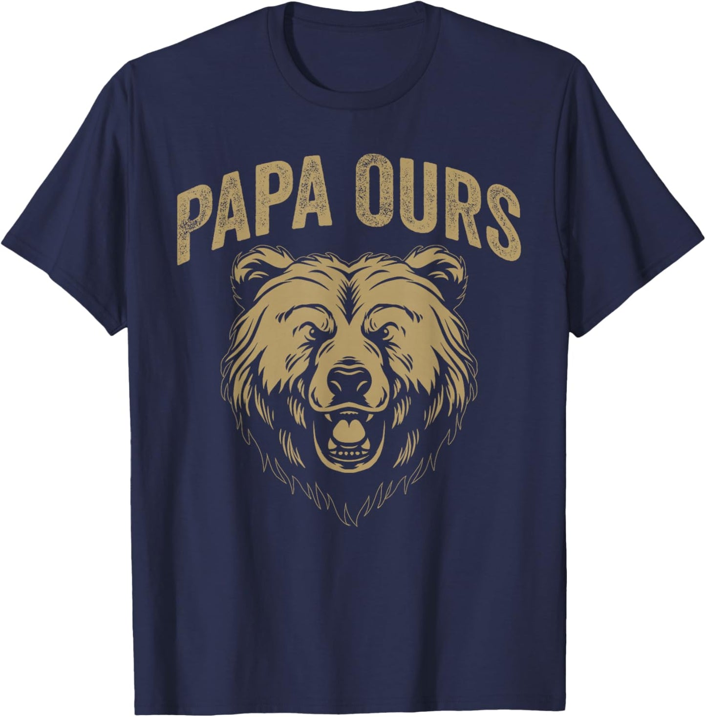 Father's Day Funny Dad Bear , Black, S T-Shirt - T-Shirt | Navy