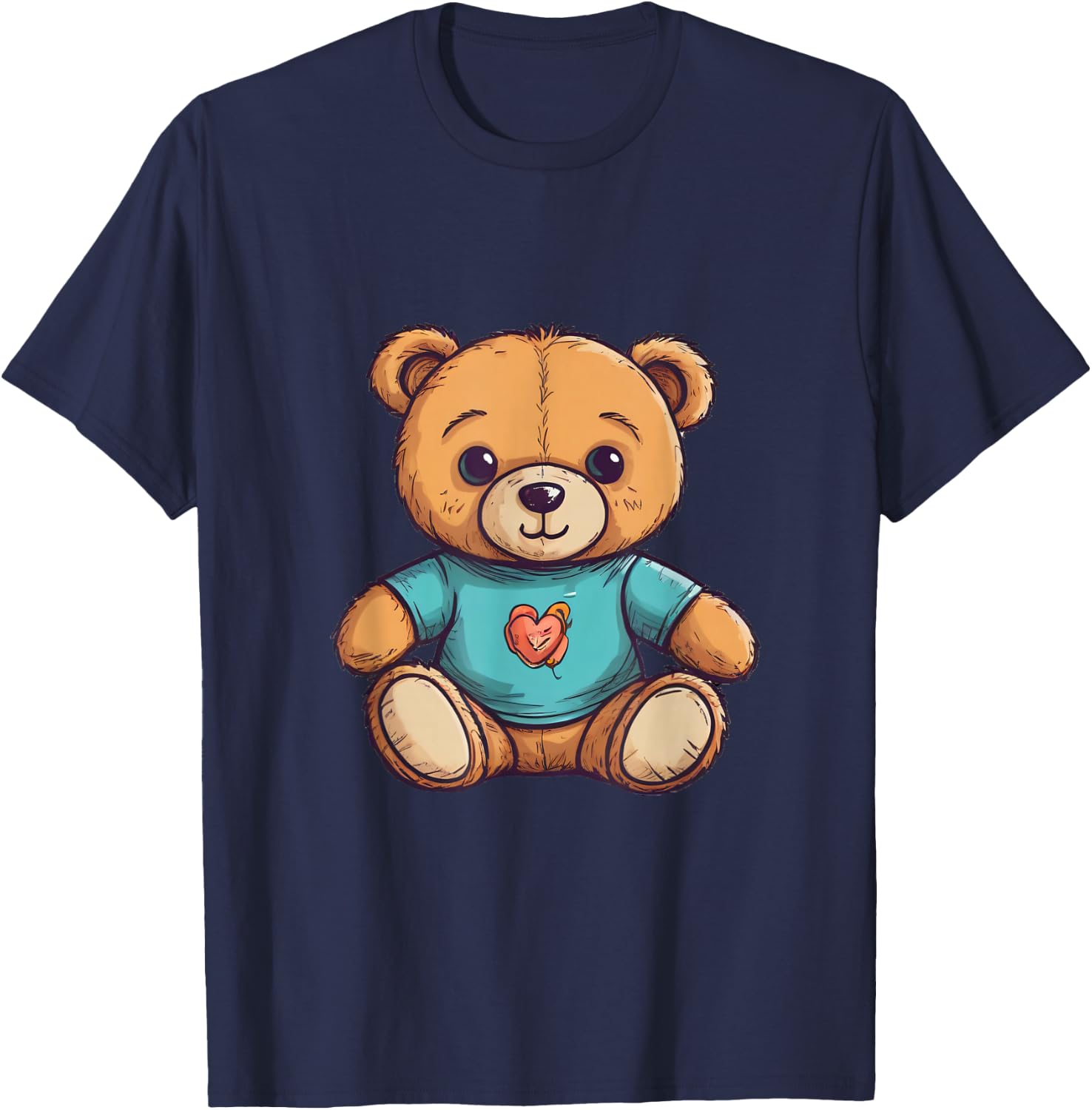 Teddybär süßer Teddy Bär Liebe Zeichnung T-Shirt - T-Shirt | Navy
