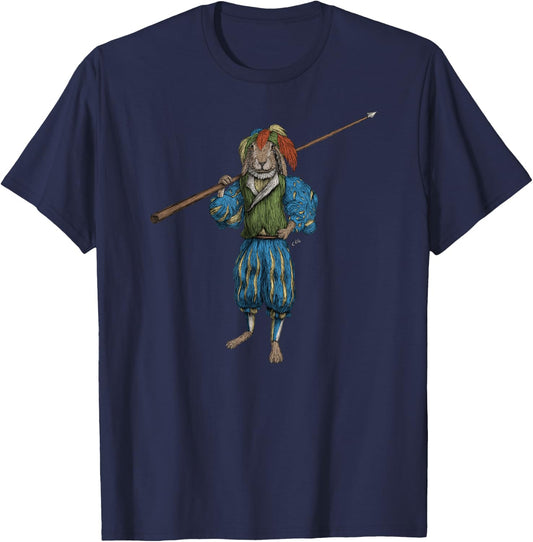 German Landsknecht Hare Renaissance Rabbit HEMA Martial Arts T-Shirt - T-Shirt | Navy