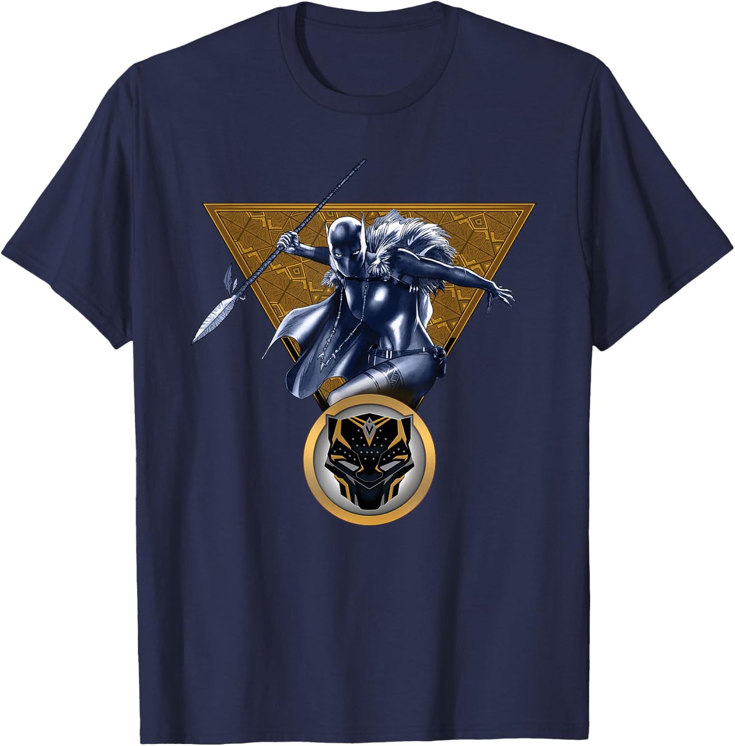 Marvel Black Panther Shuri with Cape and Spear Comic Art T-Shirt - T-Shirt | Navy