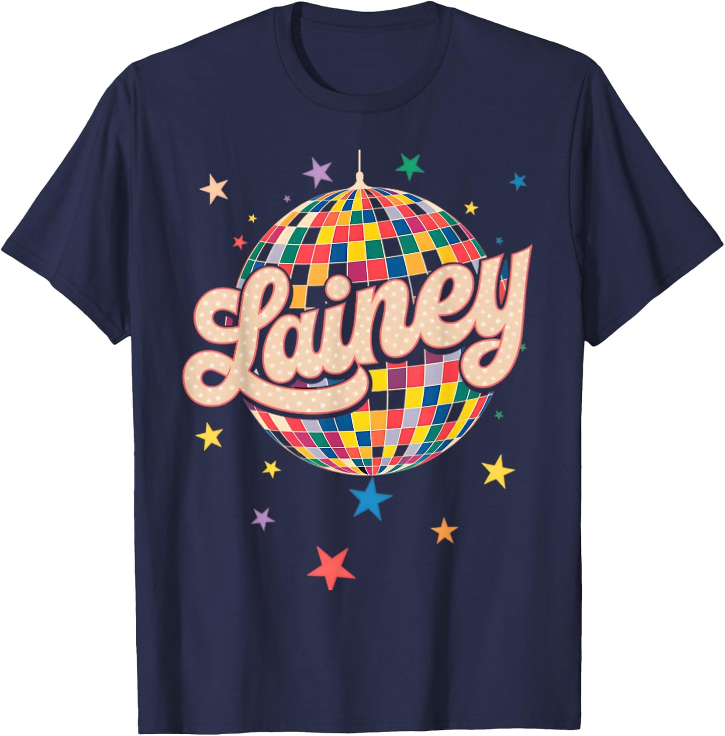 Girl Retro Lainey First Name Personalized Heart T-Shirt - T-Shirt | Navy