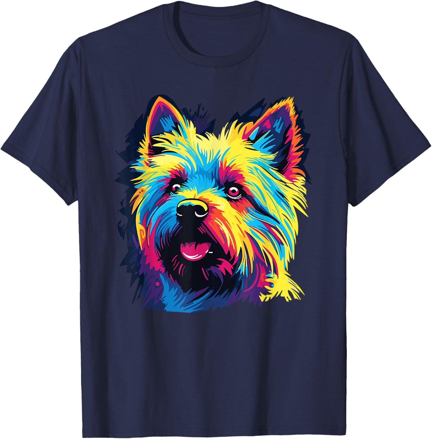 Watercolor Colorful Norwich Terrier Dog Men Women Girls Kids T-Shirt - T-Shirt | Navy