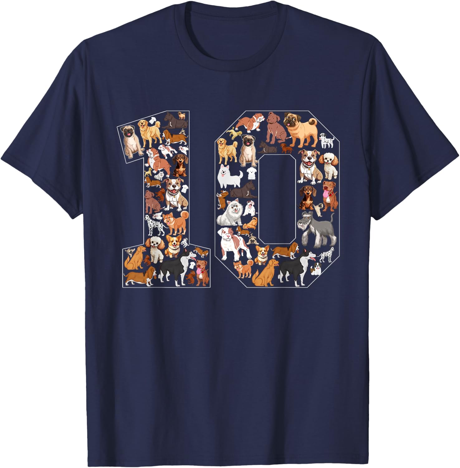 10th Birthday Dog Lovers 10 Year Old Boys Girls Party T-Shirt - T-Shirt | Navy