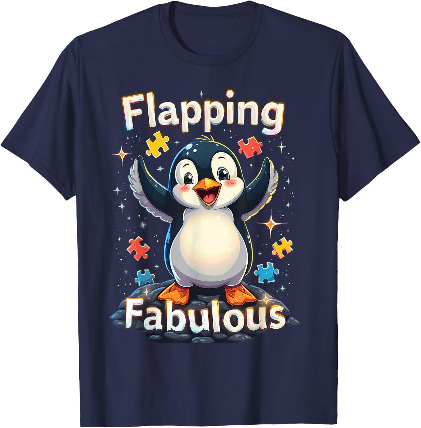 Autism Awareness Month Penguin T-Shirt - T-Shirt | Navy