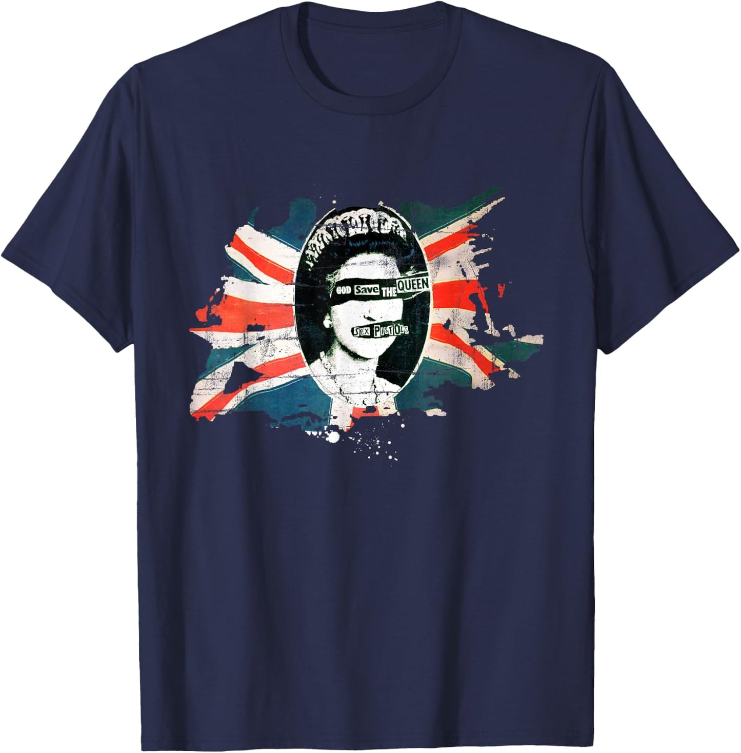 Sex Pistols Official Flag God Save The Queen T-Shirt - T-Shirt | Navy