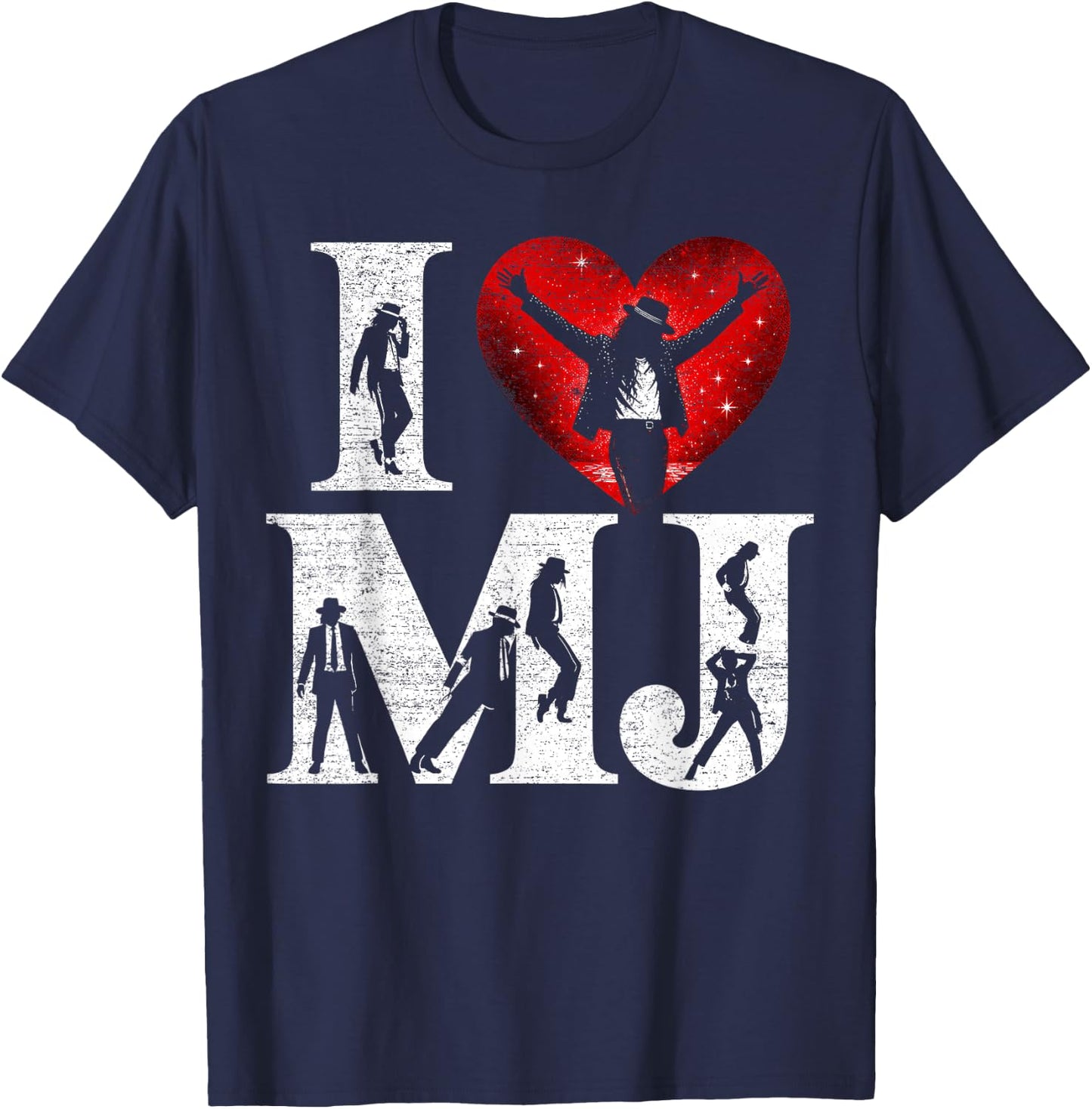 Retro I Love MJ Shirt, I Heart MJ T-Shirt - T-Shirt | Navy