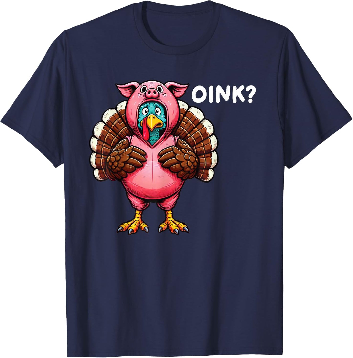 Turkey Oink Thanksgiving Funny Pig Costume T-Shirt - T-Shirt | Navy