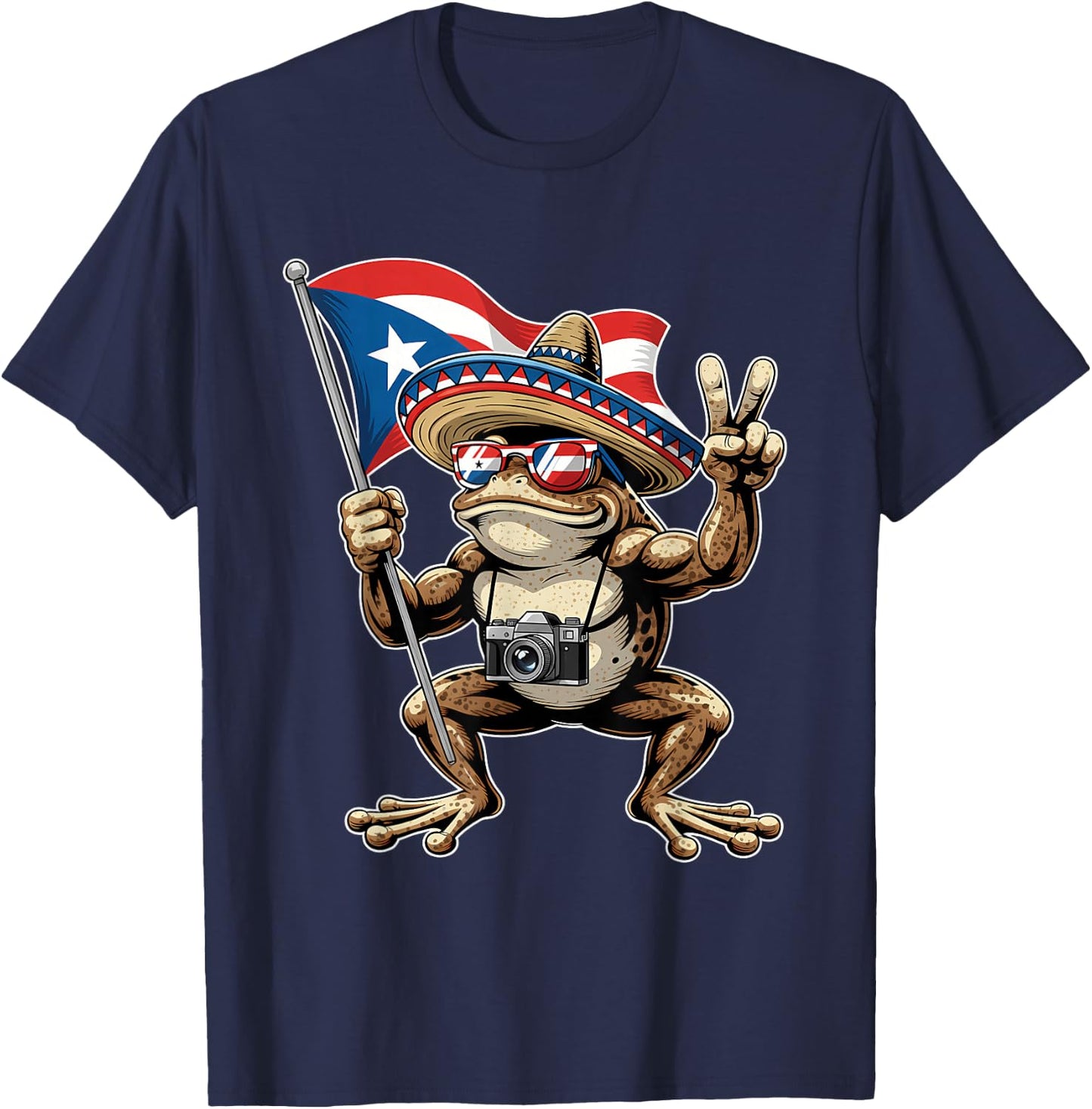 Coqui Frog Puerto Rico Taino Puerto Rican Flag Boricua T-Shirt - T-Shirt | Navy