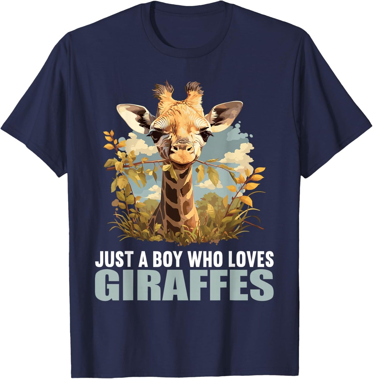 Just a Boy who loves Giraffes. Giraffes Giraffe T-Shirt - T-Shirt | Navy