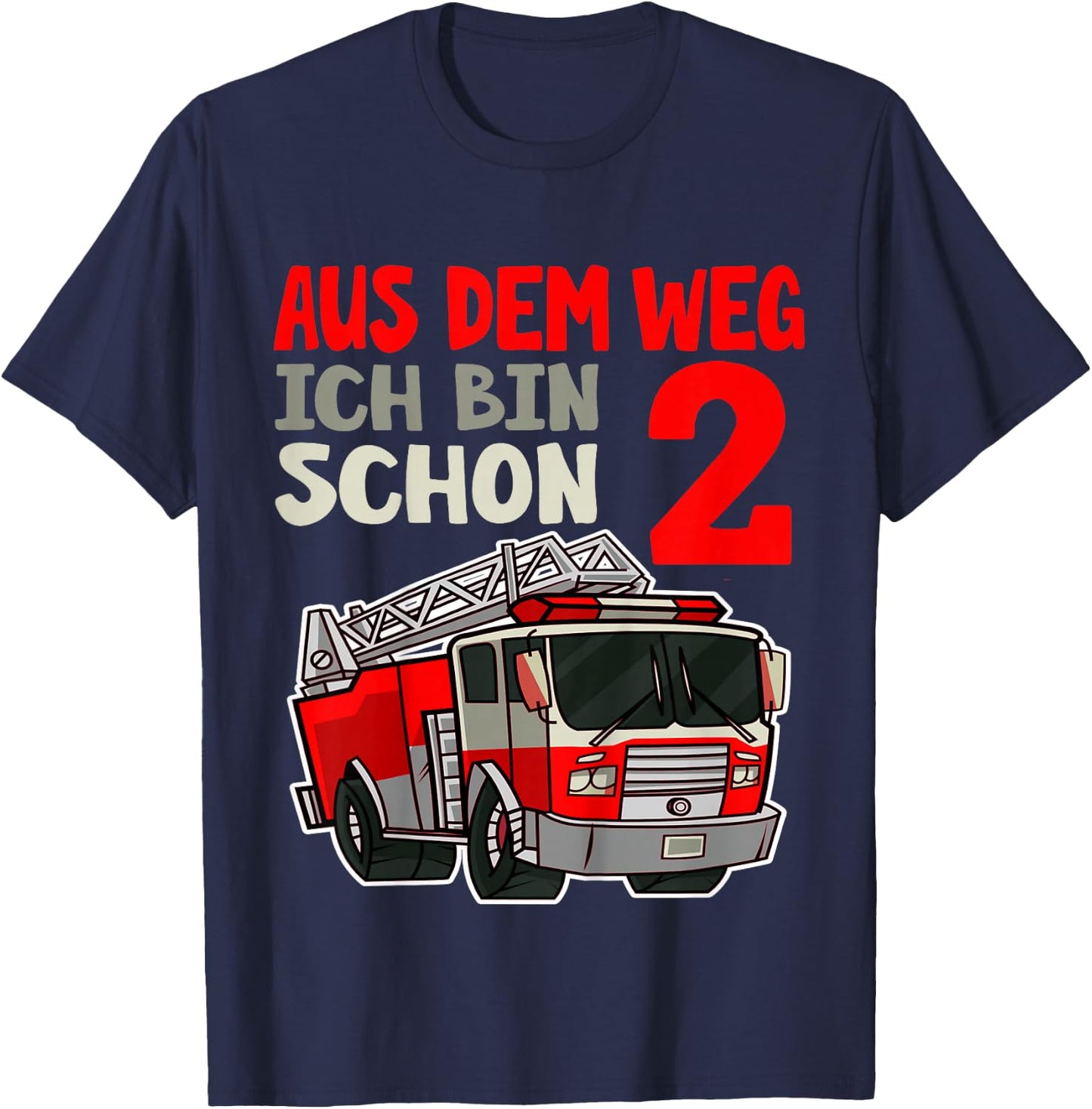 Kinder 2. Geburtstag 2 Jahre Alt Feuerwehrauto Ich Bin 2 Feuerwehr T-Shirt - T-Shirt | Navy