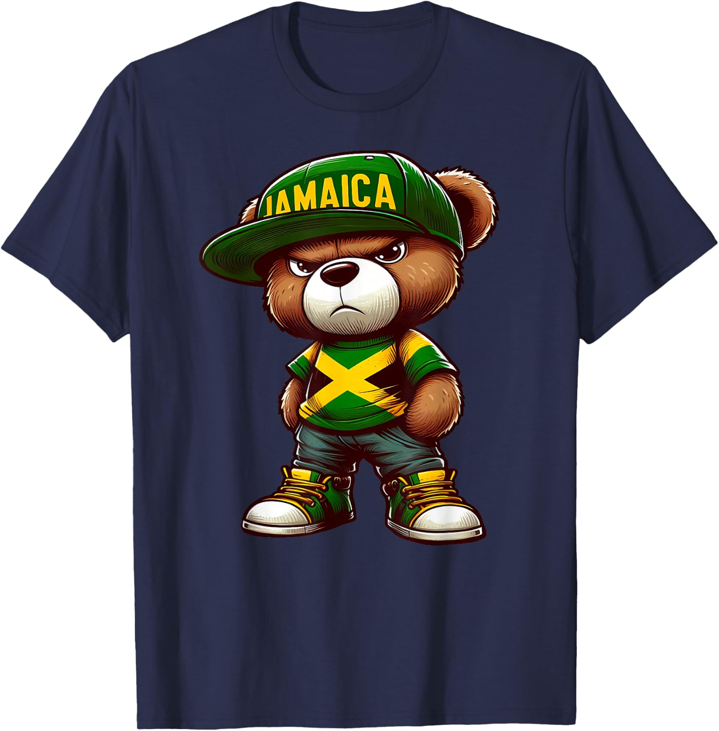 Teddy Bear Jamaica Flag Jamaican Clothing Men & Women T-Shirt - T-Shirt | Navy