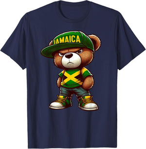 Teddy Bear Jamaica Flag Jamaican Clothing Men & Women T-Shirt - T-Shirt | Navy